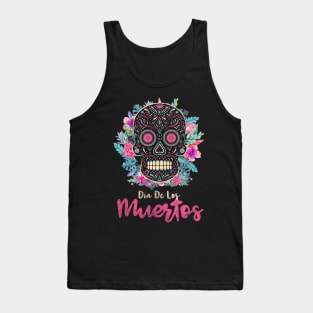 Dia De Los Muertos Flower Sugar Skull Tank Top